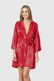Aria's Closet Kırmızı Kısa Saten Sabahlık KIRMIZI S