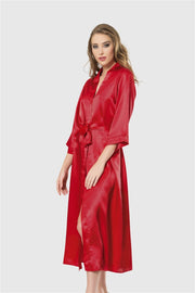Aria's Closet Kırmızı Uzun Saten Sabahlık KIRMIZI S