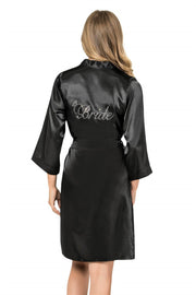 Aria's Closet Siyah Kısa Saten Bride Sabahlık SİYAH S