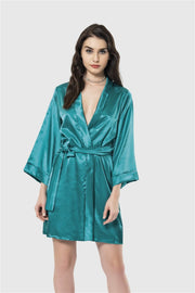Aria's Closet Zümrüt Kısa Saten Sabahlık ZÜMRÜT S