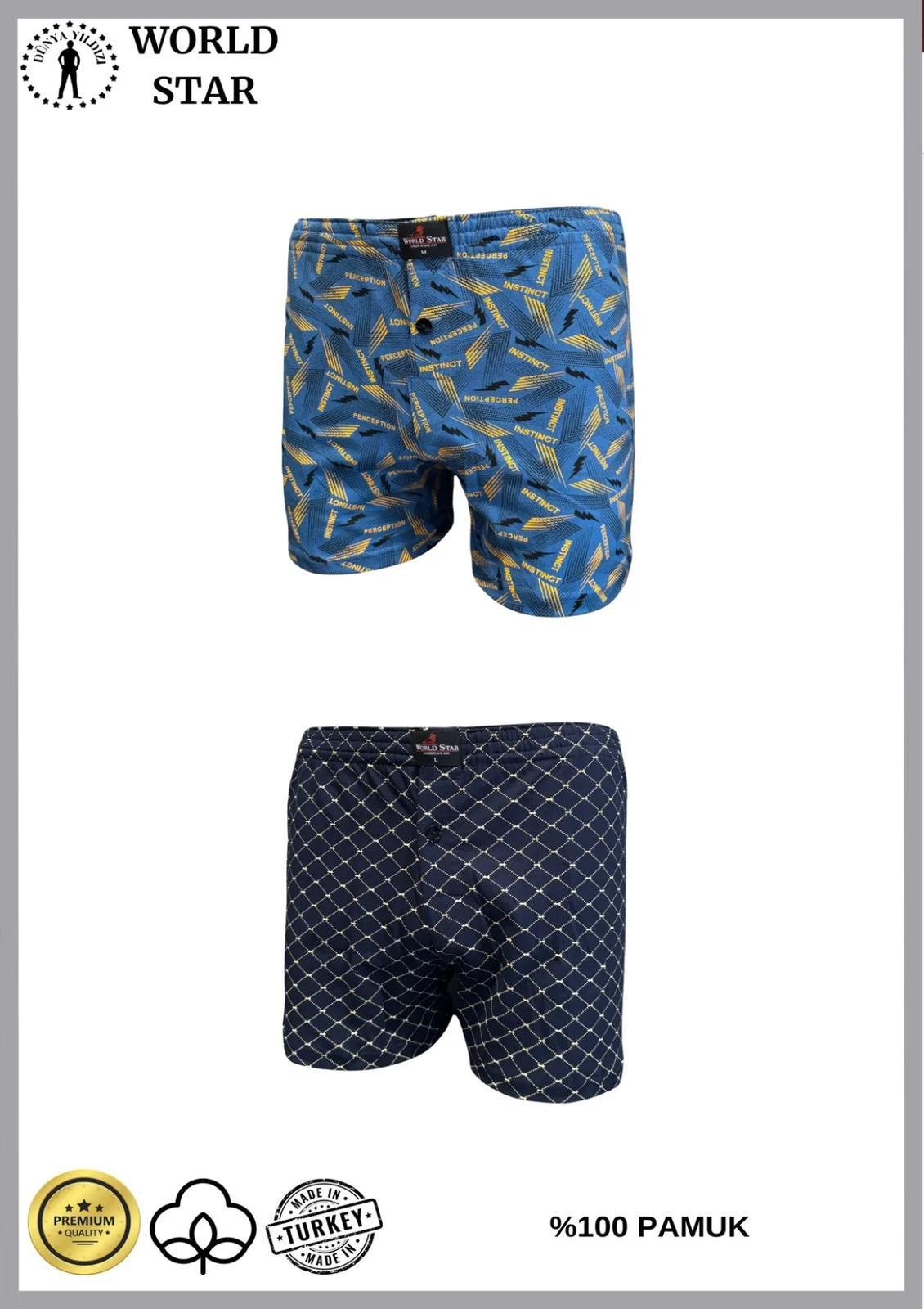 Aria's Closet 2'li Likralı Pamuklu Renkli Erkek Boxer Karışık Renk M