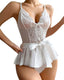 Aria's Closet Beyaz Dantel İşlemeli Kurdelalı Fantezi Tül Babydoll