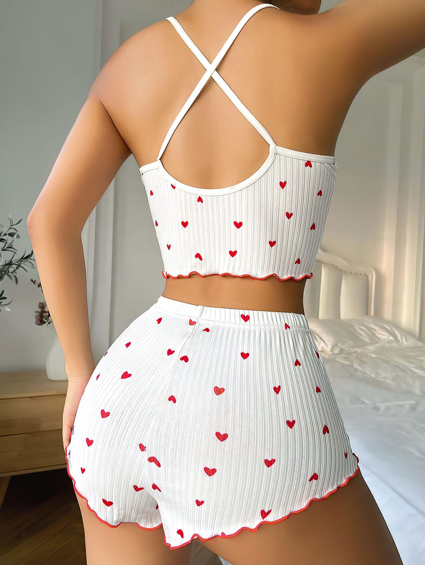 Aria's Closet Beyaz Fiyonk Desenli Kalpli Askılı Şortlu Pijama Takım