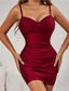 Aria's Closet Bordo Büzgülü Mini Club Elbisesi