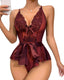 Aria's Closet Bordo Dantel İşlemeli Kurdelalı Fantezi Tül Babydoll Bordo S/M
