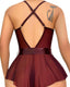 Aria's Closet Bordo Dantel İşlemeli Kurdelalı Fantezi Tül Babydoll