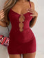 Aria's Closet Bordo Göğüs Dekolteli Kalp Detaylı Mini Club Elbisesi Bordo M