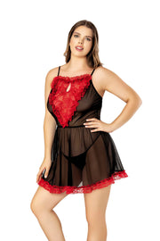 Aria's Closet Büyük Beden Fantezi Tül Gecelik Siyah 3XL/4XL