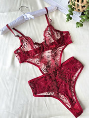 Aria's Closet Çiçek Desenli Bordo Bodysuit Bordo 75B