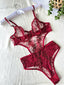 Aria's Closet Çiçek Desenli Bordo Bodysuit Bordo 75B