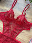 Aria's Closet Çiçek Desenli Kırmızı Bodysuit