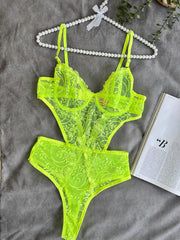 Aria's Closet Çiçek Desenli Yeşil Bodysuit Yeşil 75B
