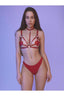 Aria's Closet Fantezi Kırmızı Harness Sütyen Kumaş Külot Takımı Kırmızı S/M