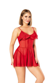 Aria's Closet Fantezi Kırmızı Transparan Gecelik Kırmızı S/M
