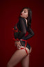 Aria's Closet Fantezi Sütyen Külot Kelepçeli Kırmızı Harness Set