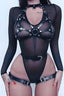 Aria's Closet Fantezi Sütyen Külot Kelepçeli Siyah Harness Set