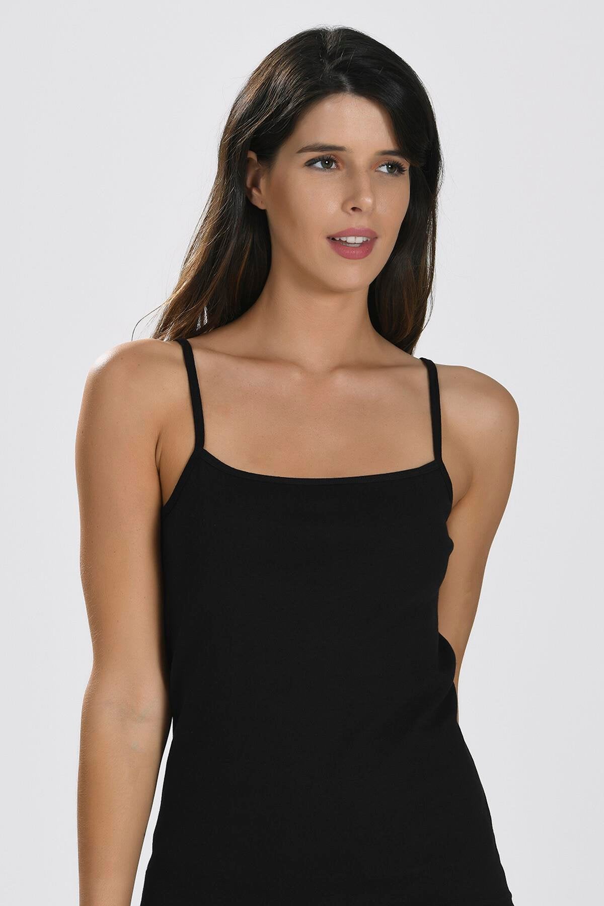 Aria's Closet İp Askılı Siyah Ribana Atlet Siyah S