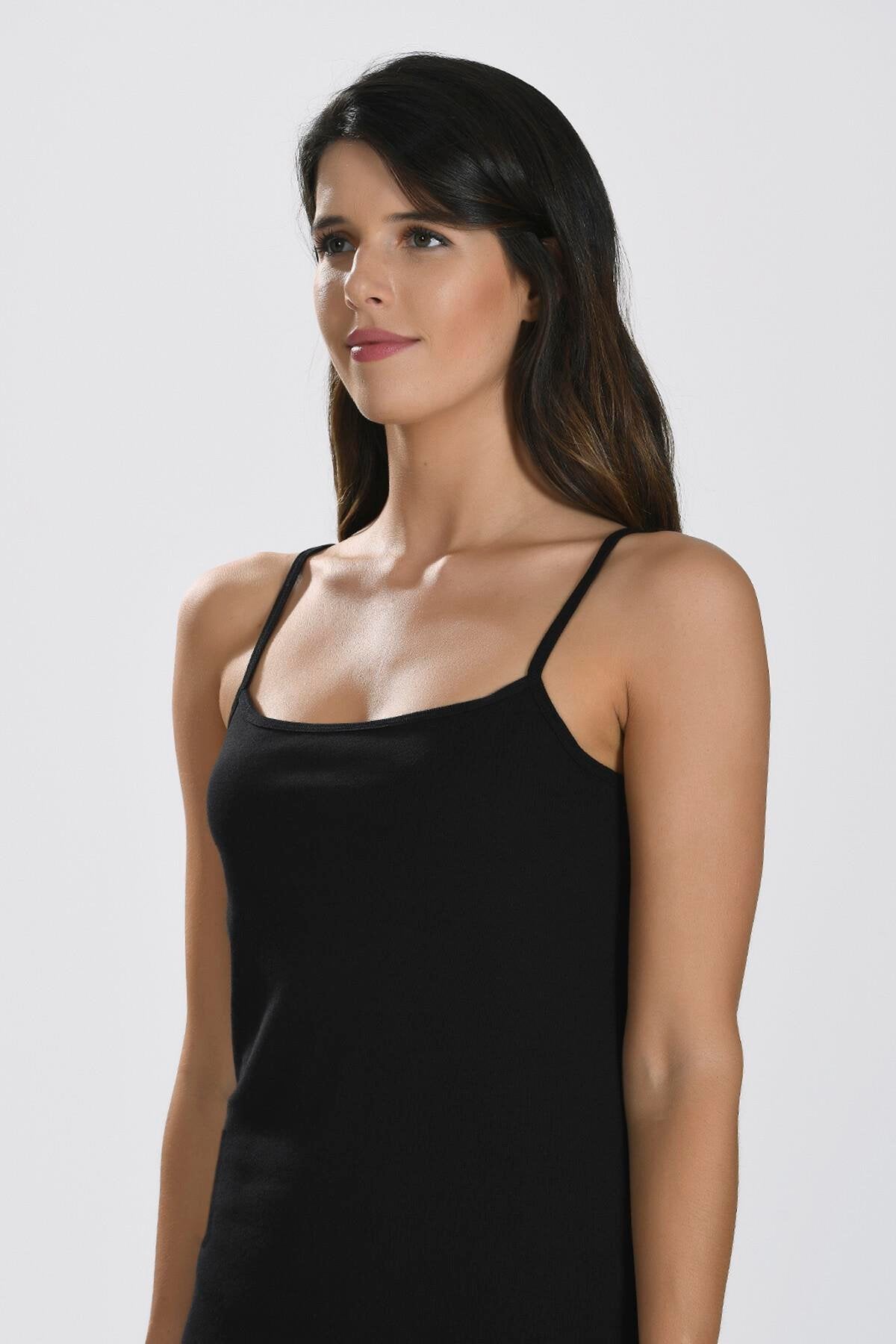 Aria's Closet İp Askılı Siyah Ribana Atlet
