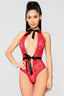 Aria's Closet Kırmızı Boyun ve Bel Kısmı Fiyonklu Babydoll Kırmızı S/M