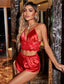 Aria's Closet Kırmızı Büstiyer Dantel Detaylı İnce Askılı Saten Şortlu Takım Kırmızı L
