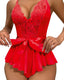 Aria's Closet Kırmızı Dantel İşlemeli Kurdelalı Fantezi Tül Babydoll Kırmızı S/M