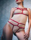 Aria's Closet Kırmızı Fantezi Deri Sütyen Külot Harness Kırmızı Standart