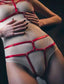 Aria's Closet Kırmızı Fantezi Deri Sütyen Külot Harness