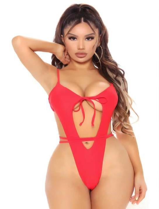Aria's Closet Kırmızı İp Detaylı Fantezi Babydoll Kırmızı S/M