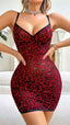 Aria's Closet Kırmızı Leopar Desenli Arkası İp Detaylı Fantezi Gecelik Leopar S/M