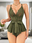 Aria's Closet Koyu Yeşil Dantel İşlemeli Kurdelalı Fantezi Tül Babydoll Koyu Yeşil S/M