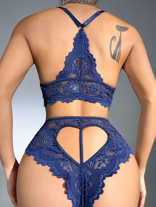 Aria's Closet Lacivert Dantelli Fantezi Bralet Sütyen Takımı