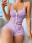 Aria's Closet Lila Üstüne Beyaz Kalp Desenli Askılı Şortlu Pijama Takımı Görsel M