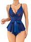Aria's Closet Mavi Dantel İşlemeli Kurdelalı Fantezi Tül Babydoll Mavi S/M