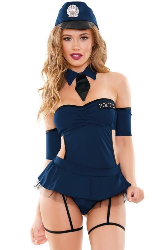 Aria's Closet Mavi Jartiyerli Fantezi Polis Kostümü Mavi S