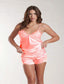 Aria's Closet Mercan Dantel İşlemeli İnce Askılı Saten Şortlu Takım