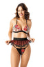 Aria's Closet Nakış Detaylı Fantazi Sütyen Tanga String Takımı Görsel S/M