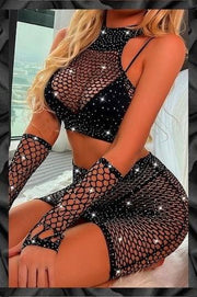 Aria's Closet Özel Tasarım Siyah Taşlı Fantezi Alt Üst Vücut Çorabı Siyah Standart (S-M-L)