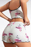 Aria's Closet Pamuklu Beyaz Üstüne Pelikan Desen Fitilli Askılı Şortlu Pijama Takımı