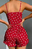Aria's Closet Pamuklu Kırmızı Üstüne Beyaz Kalp Desen Fitilli Askılı Şortlu Pijama Takımı
