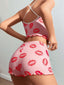 Aria's Closet Pamuklu Kiss Öpücük Desen Pembe Şortlu Pijama Takımı