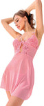 Aria's Closet Pembe Dantel İşlemeli Göğüs İp Detaylı Fantezi Tül Gecelik Takımı Pembe S/M