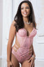 Aria's Closet Pembe Dantel İşlemeli Maskeli Fantezi Body