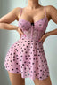 Aria's Closet Pembe Kalp Desenli Dantel İşlemeli Fantezi Gecelik Pembe S/M