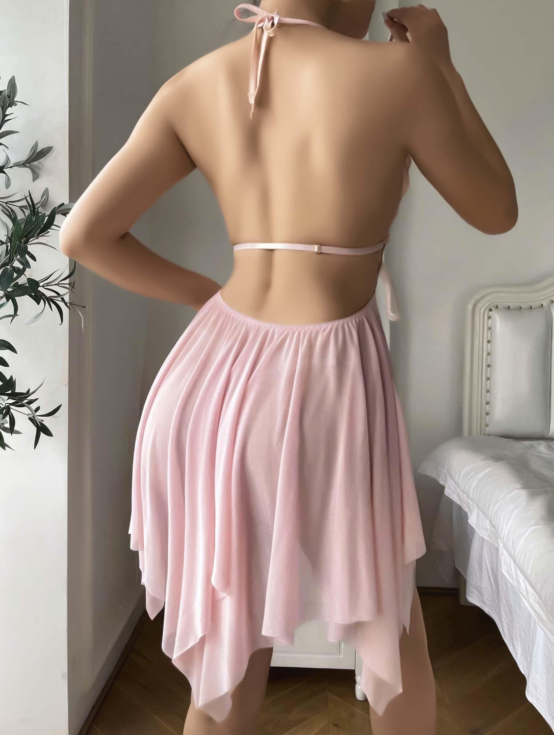 Aria's Closet Pembe Kelebek İşlemeli Tül Fantezi Gecelik