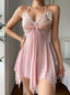 Aria's Closet Pembe Kelebek İşlemeli Tül Fantezi Gecelik Pembe S/M