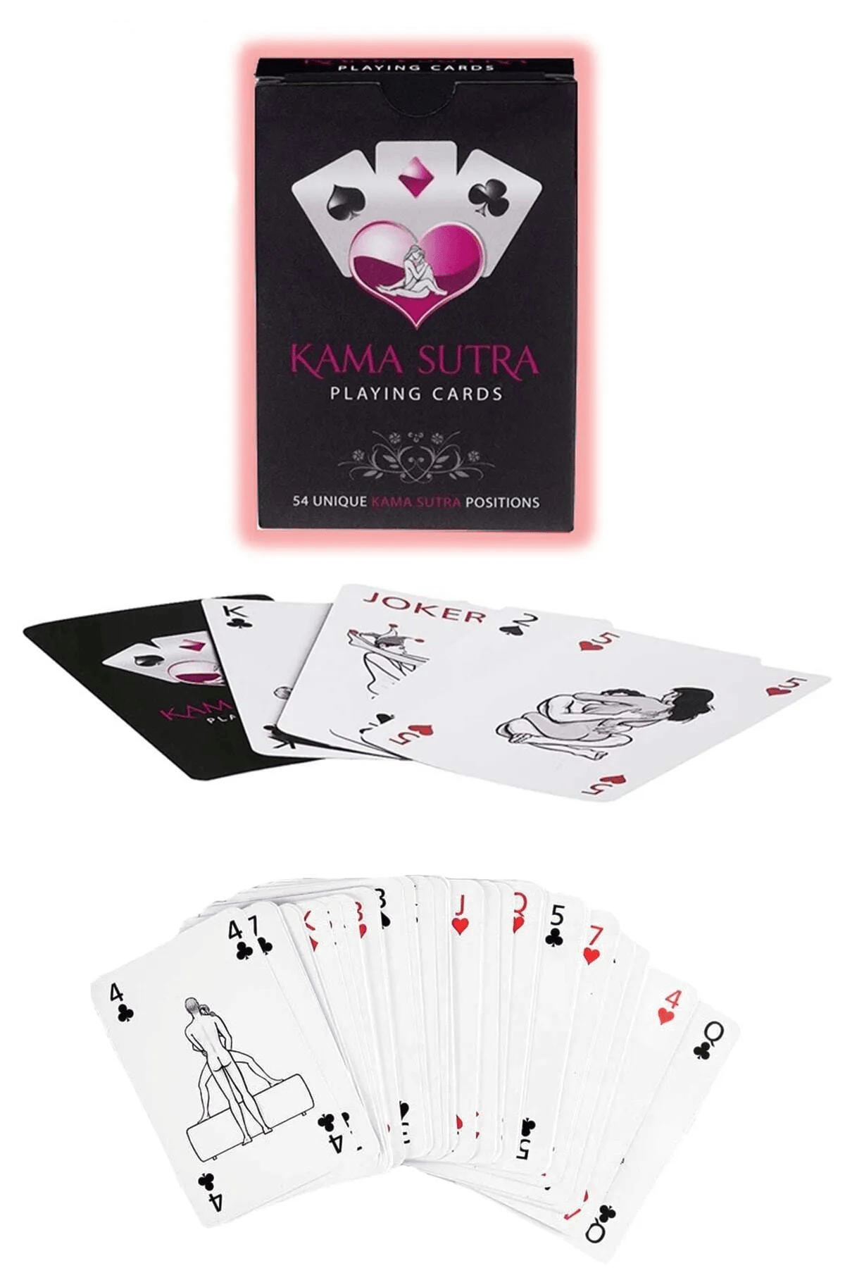 Aria's Closet Sexy Görselli Oyun Kartı Kama Sutra Siyah Kelepçe Set