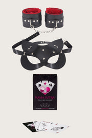 Aria's Closet Sexy Görselli Oyun Kartı Kama Sutra  Kelepçe Maske Set Siyah/Kırmızı Standart