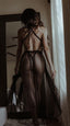 Aria's Closet Siyah Belden Bağlamalı Dantelli Body Gecelik