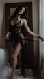 Aria's Closet Siyah Belden Bağlamalı Dantelli Body Gecelik Siyah S