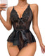 Aria's Closet Siyah Dantel İşlemeli Kurdelalı Fantezi Tül Babydoll Siyah S/M